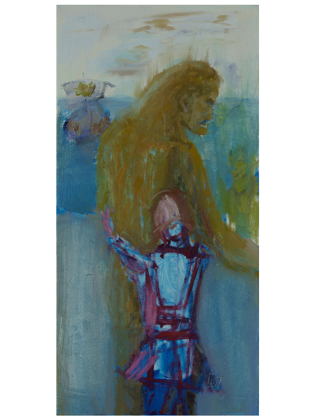 "Neglected by. Family. Daughter" Oil on linen. 2026. 24.2 x 13.6 in (61.5 x 35 cm)